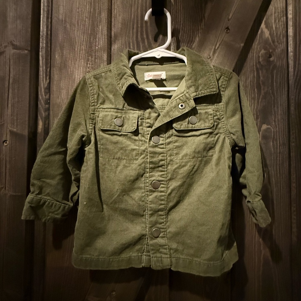 Green button down for boys